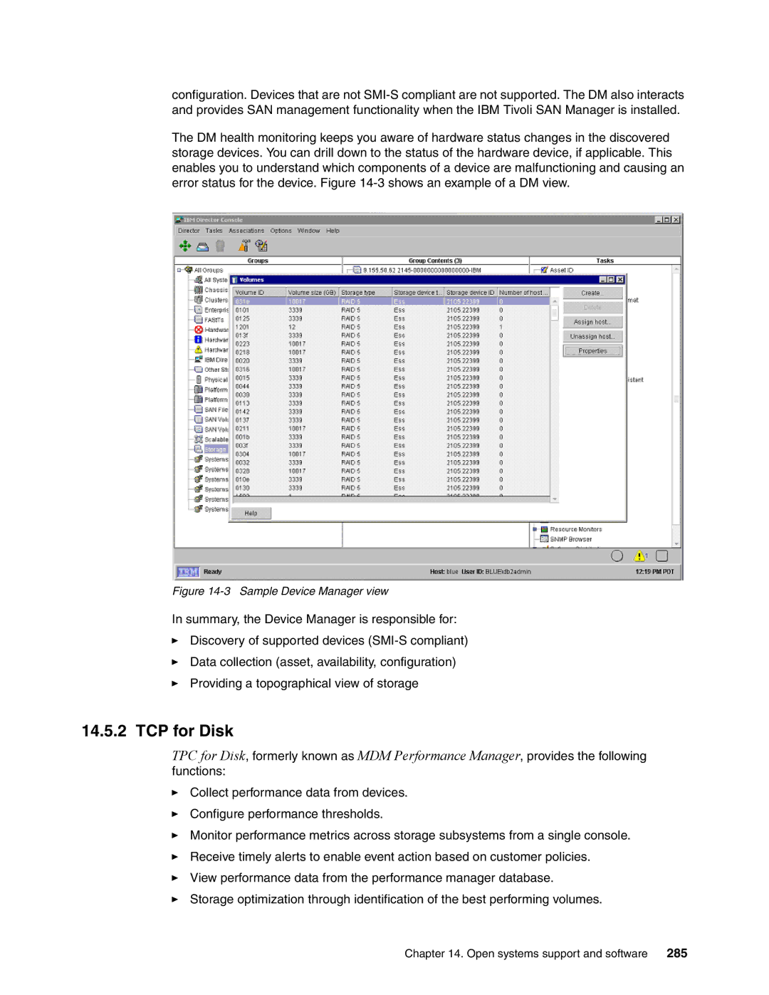 IBM DS6000 Series manual TCP for Disk, Sample Device Manager view 