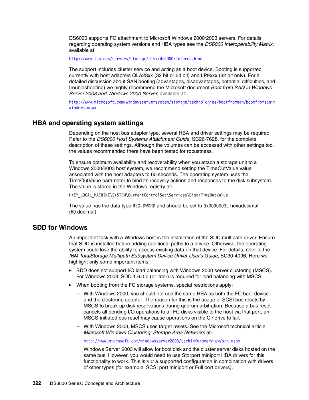 IBM DS6000 Series manual HBA and operating system settings, SDD for Windows 