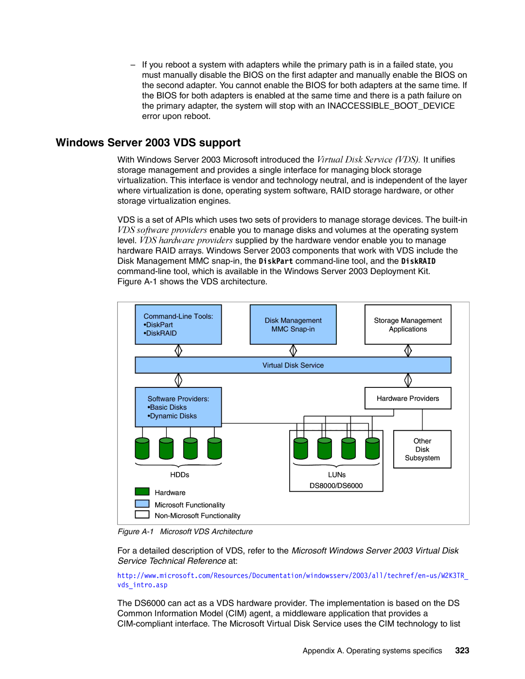 IBM DS6000 Series manual Windows Server 2003 VDS support, 323 