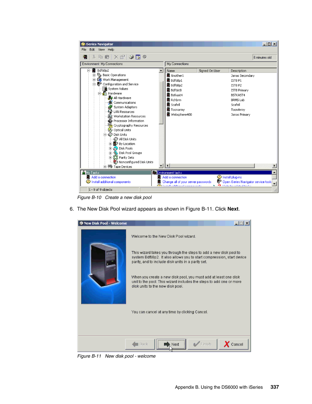 IBM DS6000 Series manual Figure B-10 Create a new disk pool 