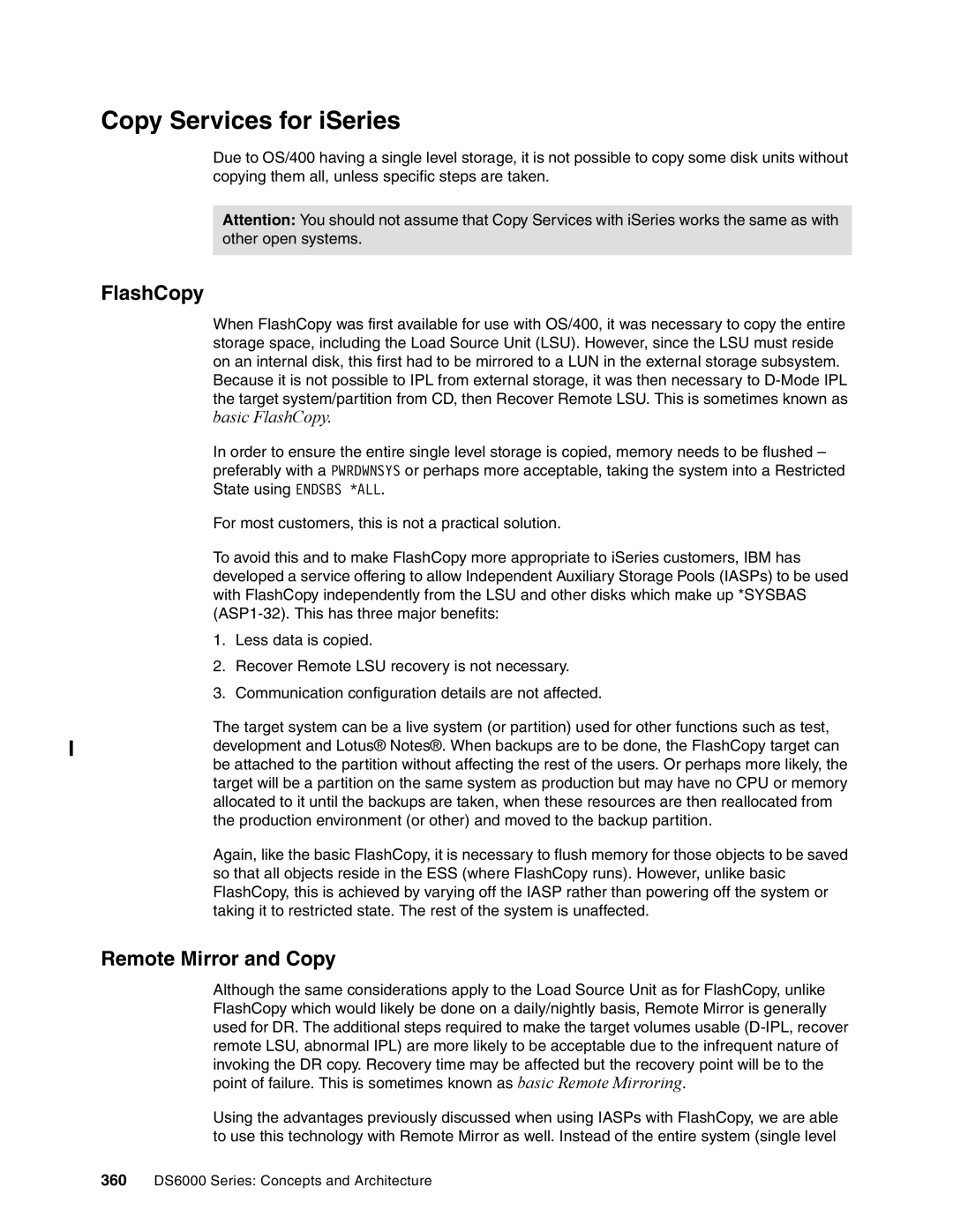 IBM DS6000 Series manual Copy Services for iSeries, FlashCopy, Remote Mirror and Copy 