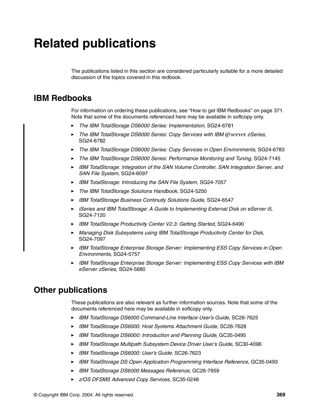 IBM DS6000 Series manual IBM Redbooks, Other publications, 369 