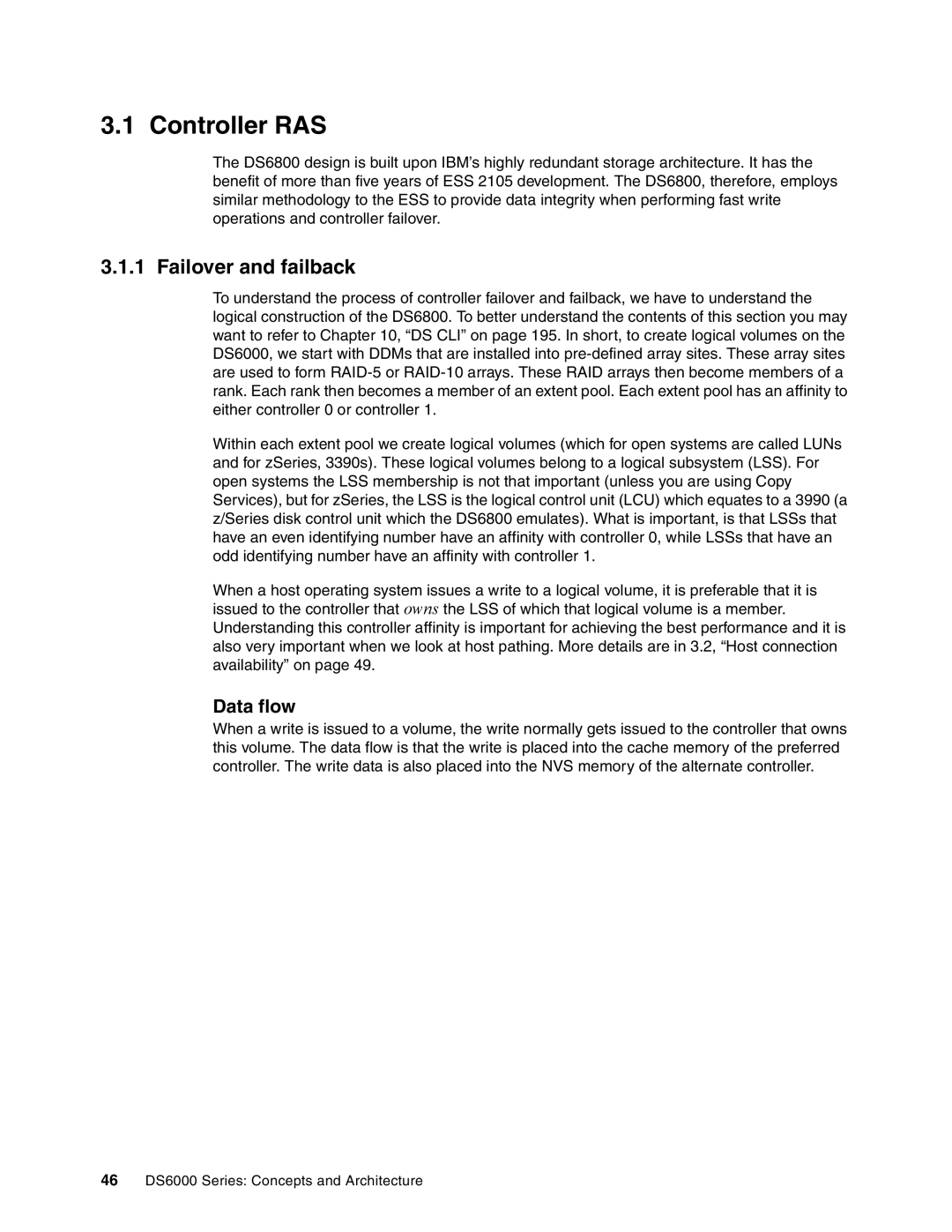 IBM DS6000 Series manual Controller RAS, Failover and failback, Data flow 