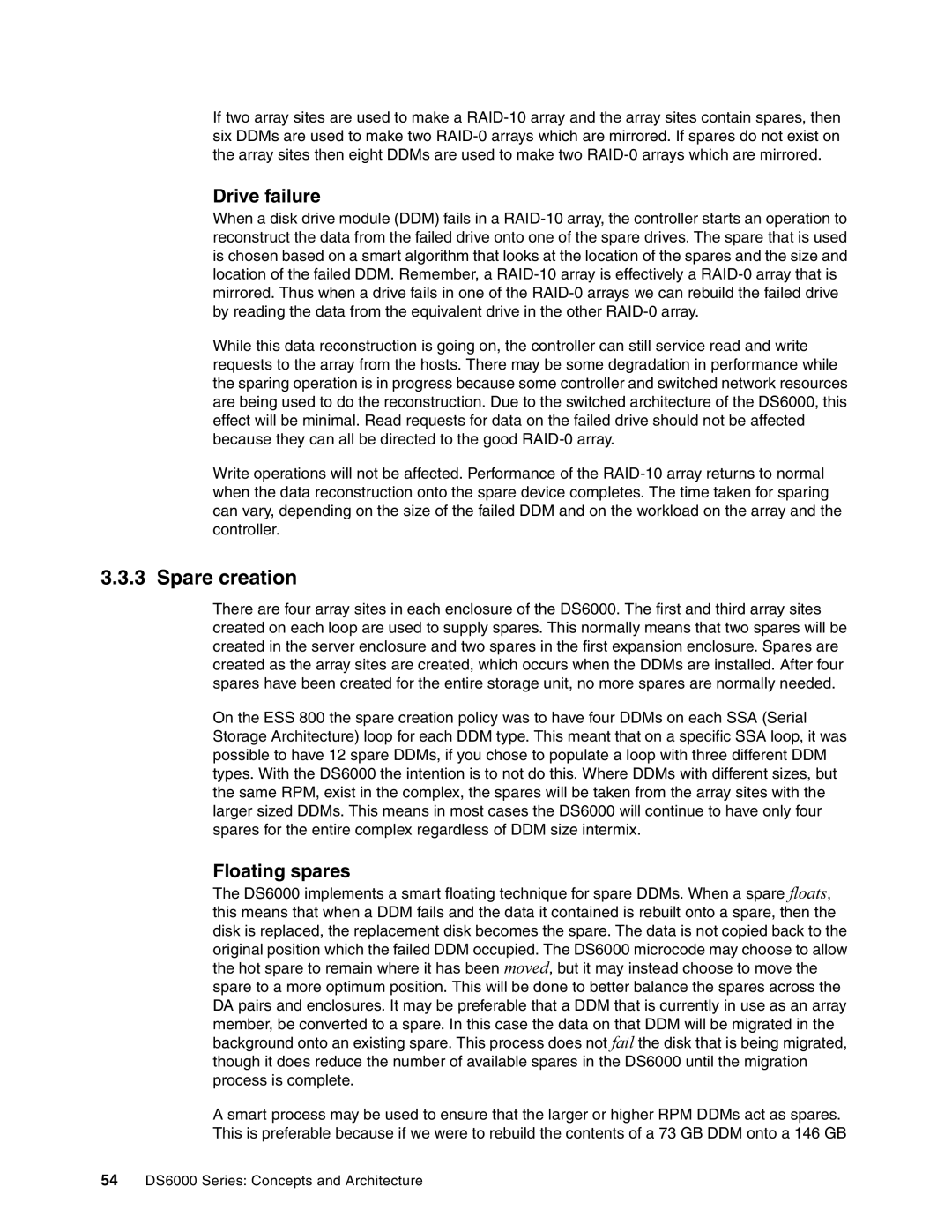 IBM DS6000 Series manual Spare creation, Floating spares 