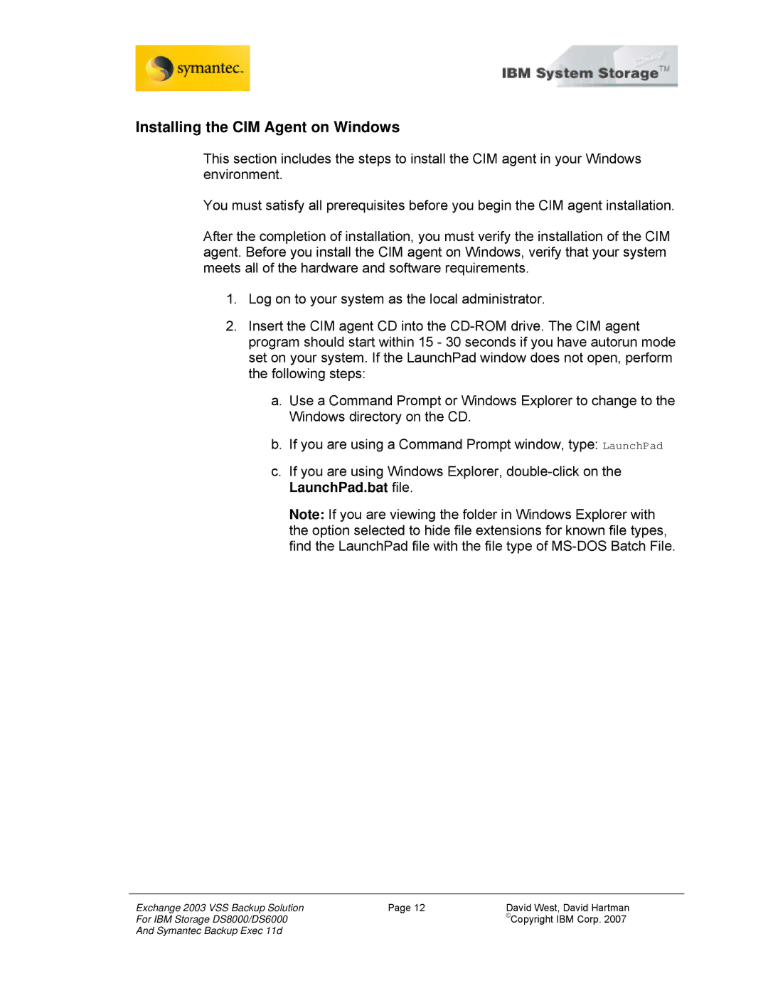 IBM DS8000, DS6000 manual Installing the CIM Agent on Windows 