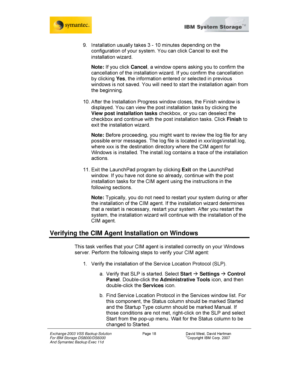 IBM DS8000, DS6000 manual Verifying the CIM Agent Installation on Windows 