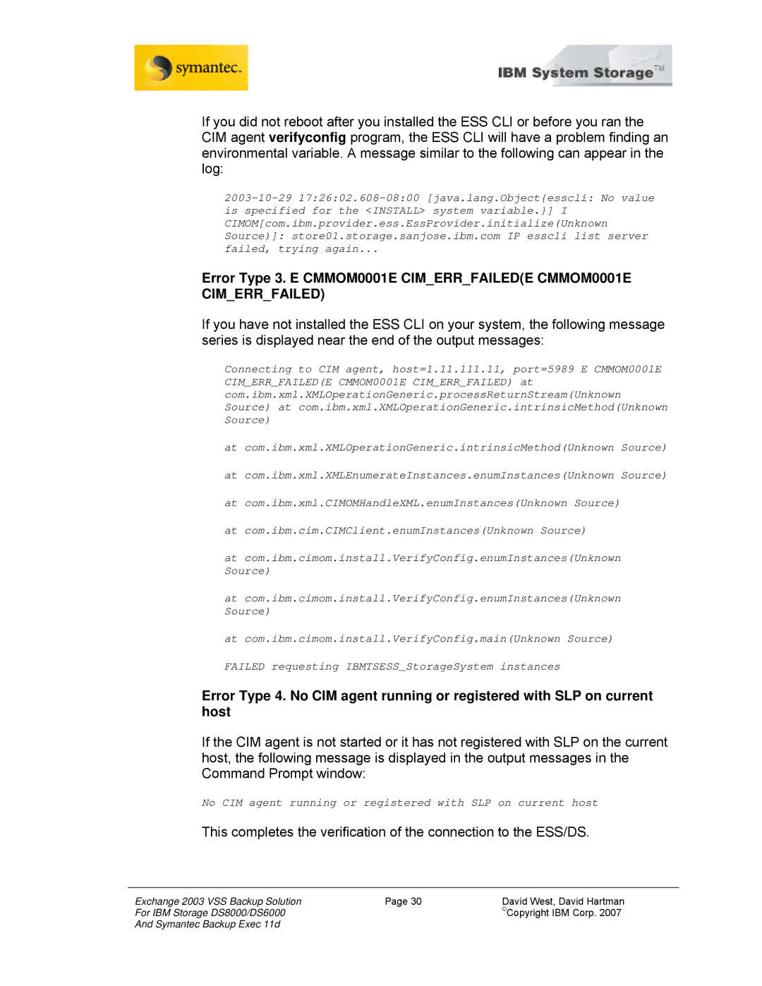 IBM DS8000, DS6000 manual No CIM agent running or registered with SLP on current host 