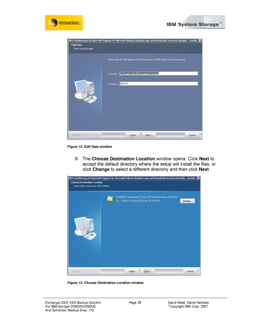 IBM DS6000, DS8000 manual Choose Destination Location window 