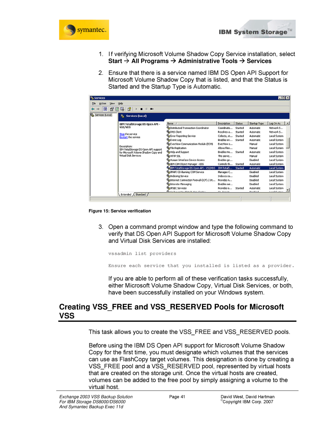 IBM DS6000, DS8000 manual Creating Vssfree and Vssreserved Pools for Microsoft 