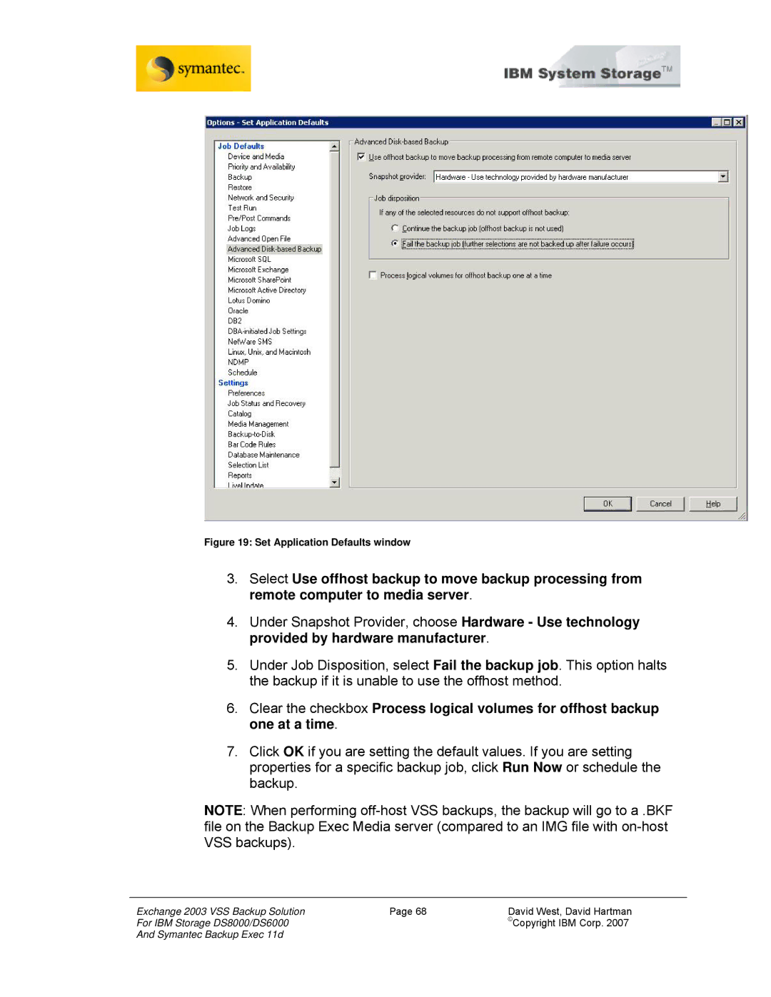 IBM DS8000, DS6000 manual Set Application Defaults window 