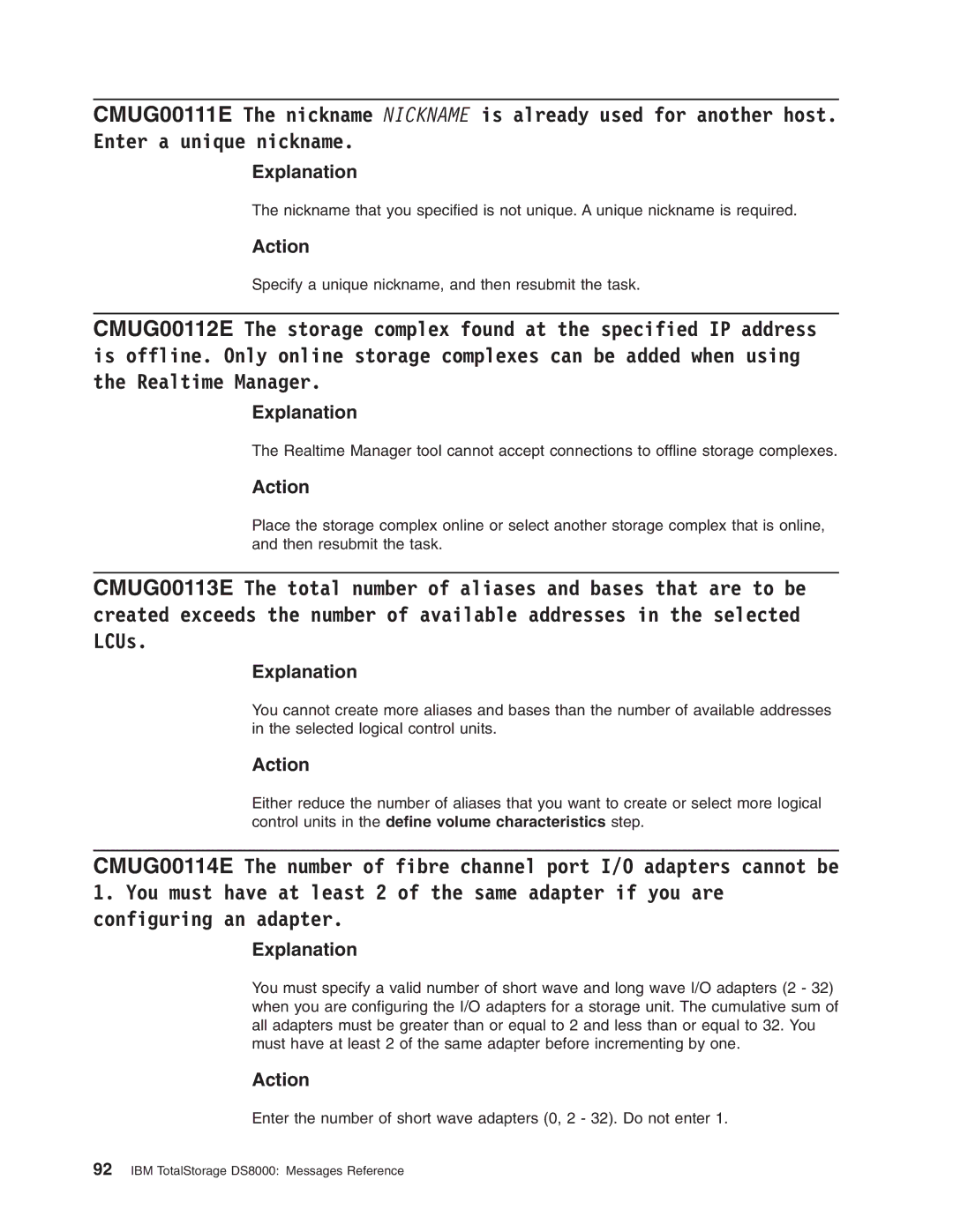 IBM DS8000 manual Specify a unique nickname, and then resubmit the task 