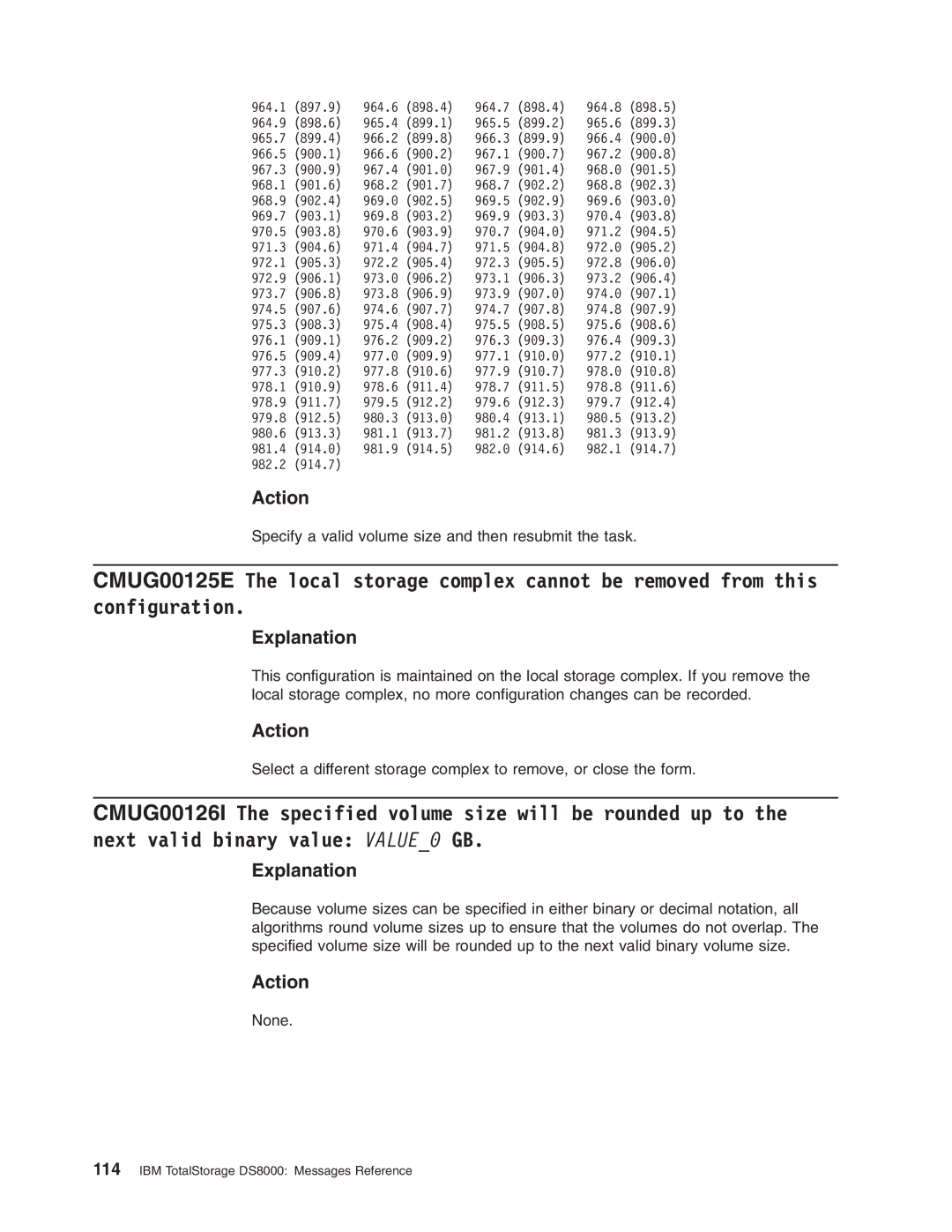 IBM DS8000 manual Specify a valid volume size and then resubmit the task 