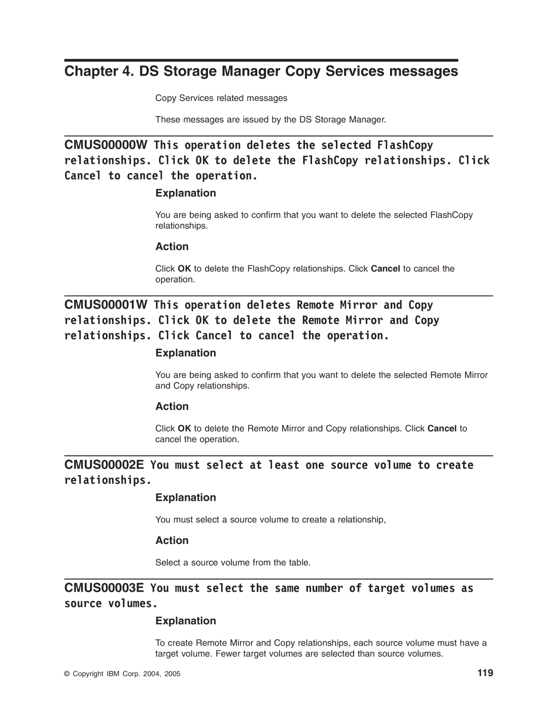 IBM DS8000 manual DS Storage Manager Copy Services messages 