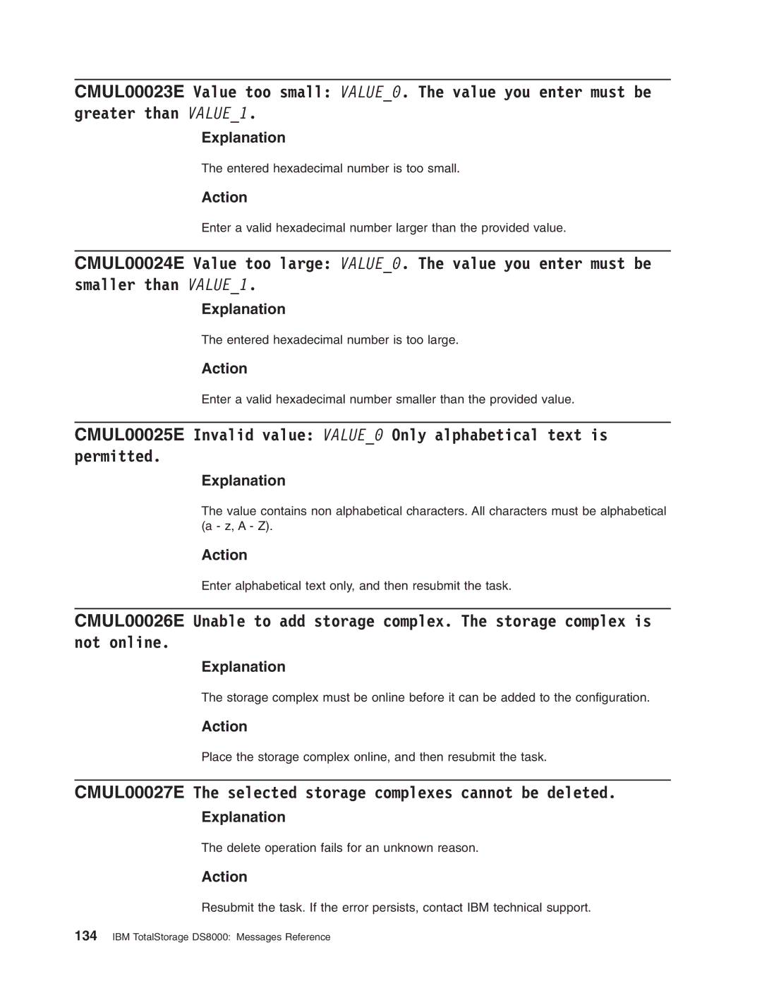 IBM DS8000 manual CMUL00027E The selected storage complexes cannot be deleted 