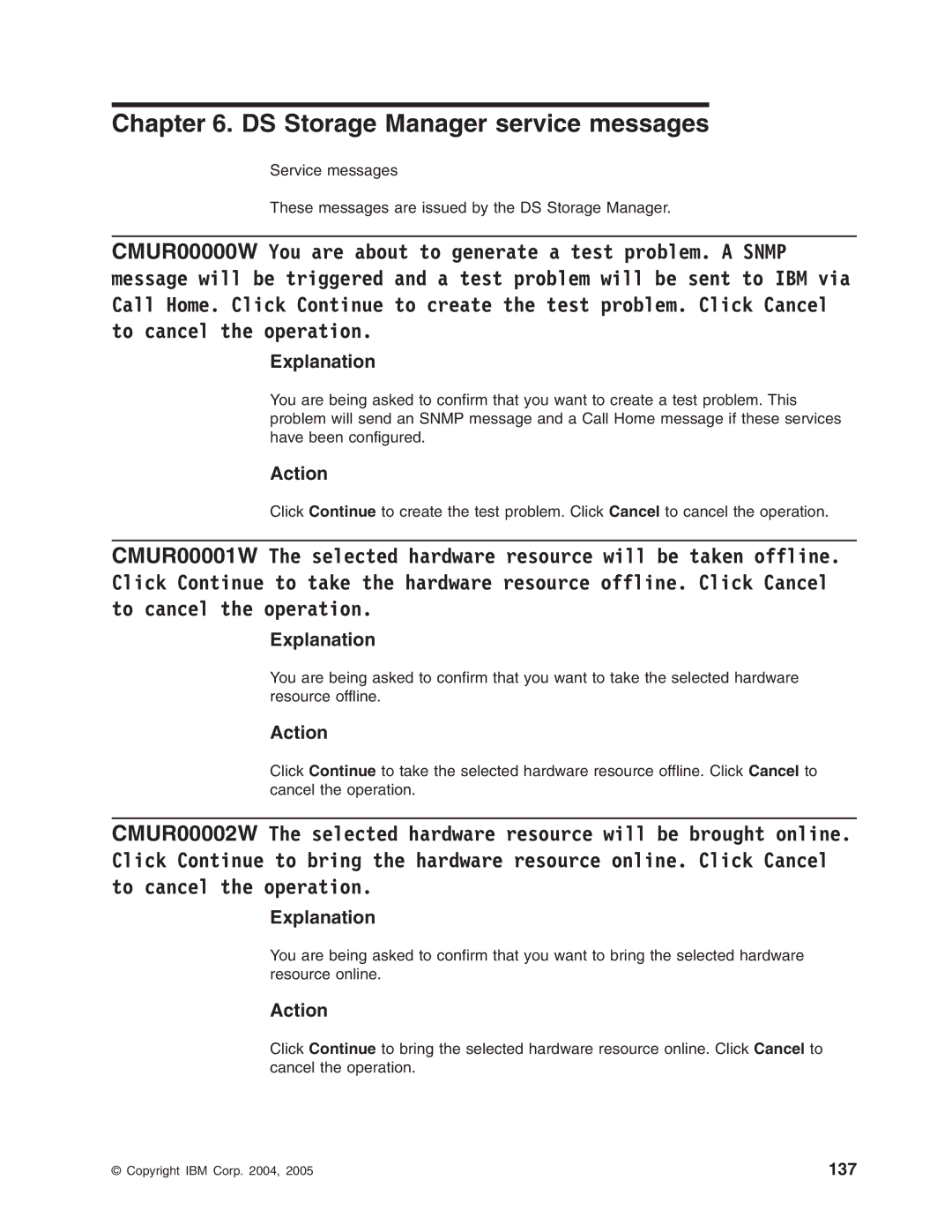 IBM DS8000 manual DS Storage Manager service messages 