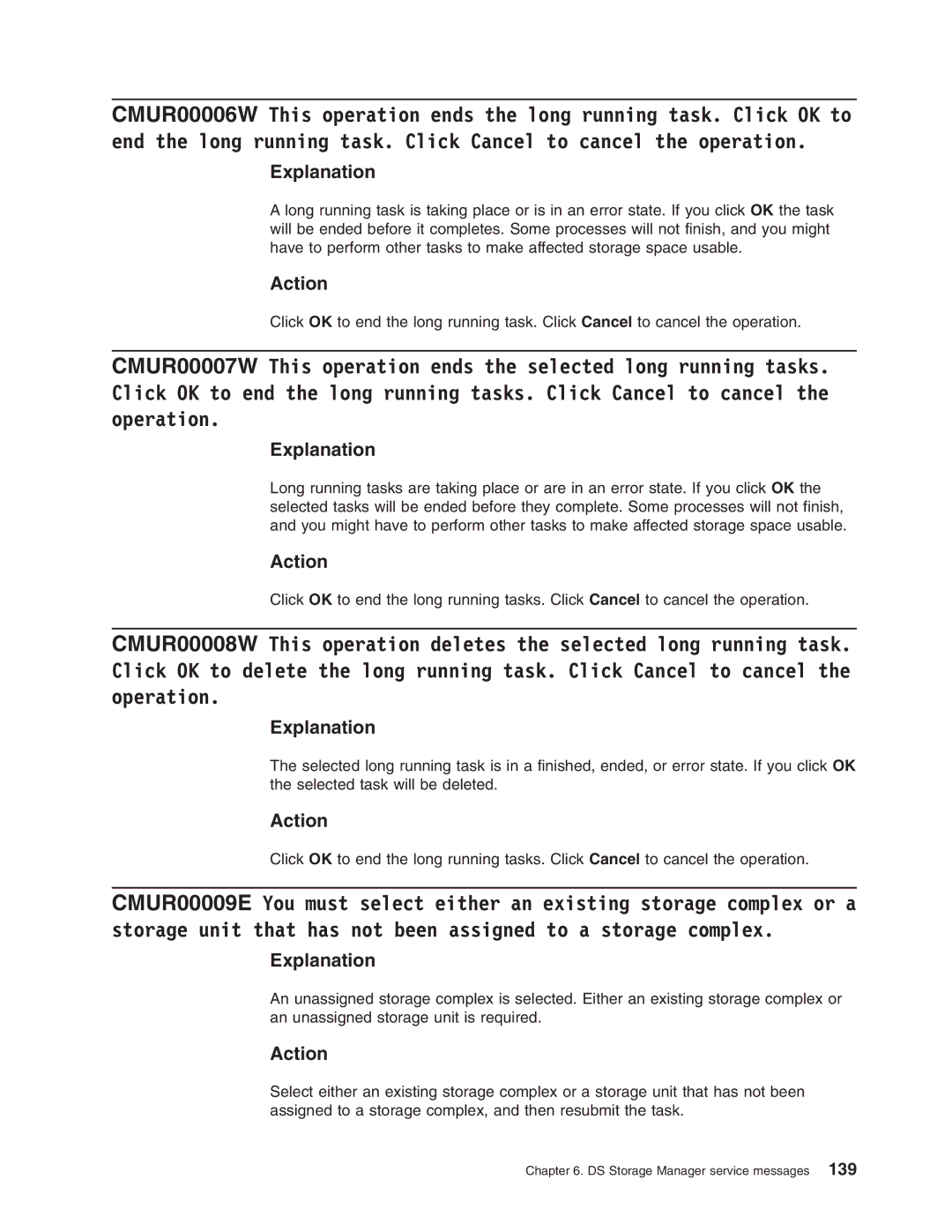 IBM DS8000 manual DS Storage Manager service messages 