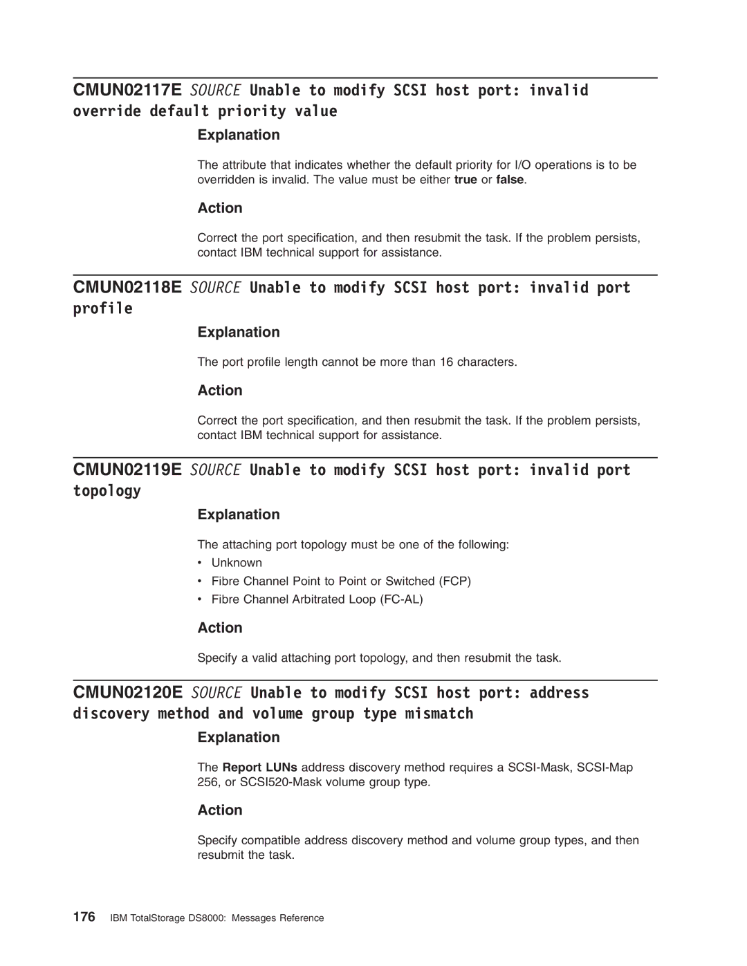 IBM DS8000 manual Port profile length cannot be more than 16 characters 