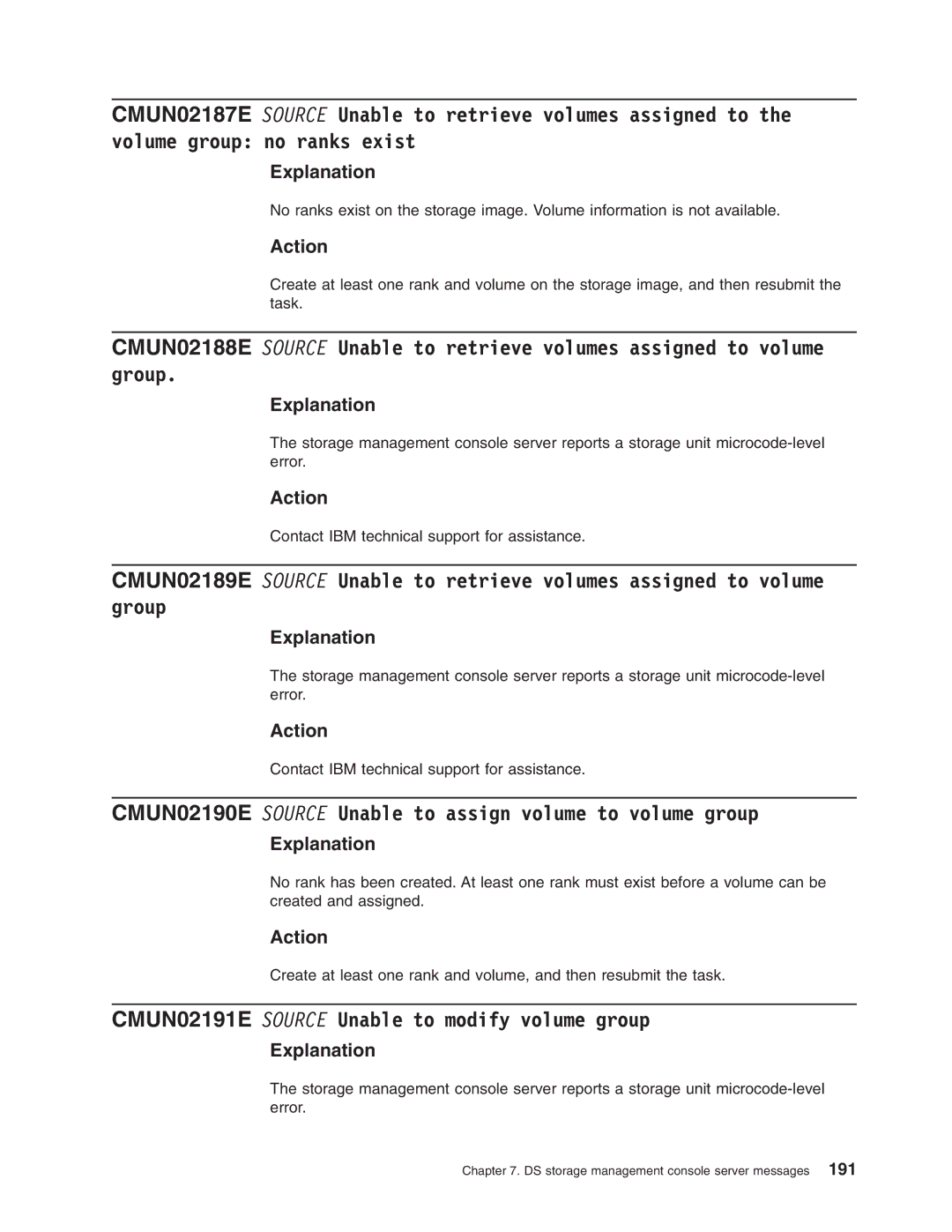 IBM DS8000 CMUN02190E Source Unable to assign volume to volume group, CMUN02191E Source Unable to modify volume group 