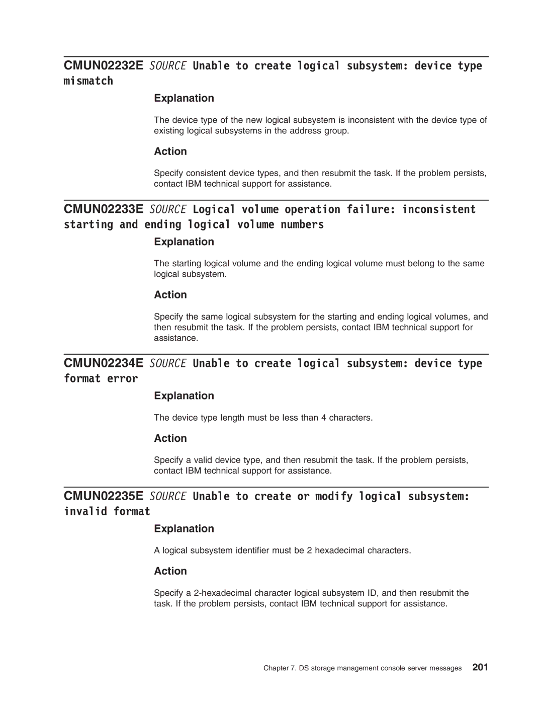 IBM DS8000 manual Device type length must be less than 4 characters 