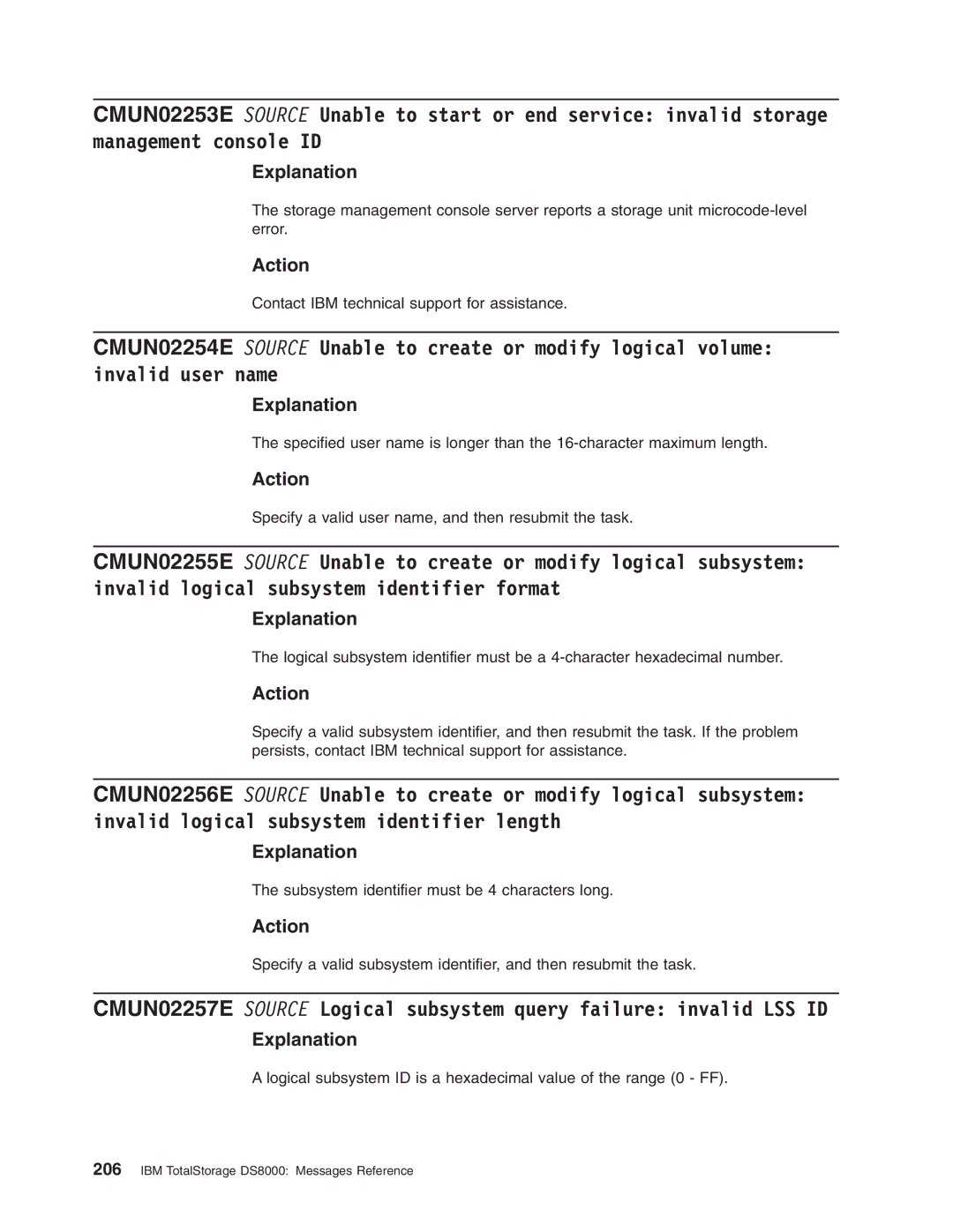 IBM DS8000 manual Subsystem identifier must be 4 characters long 