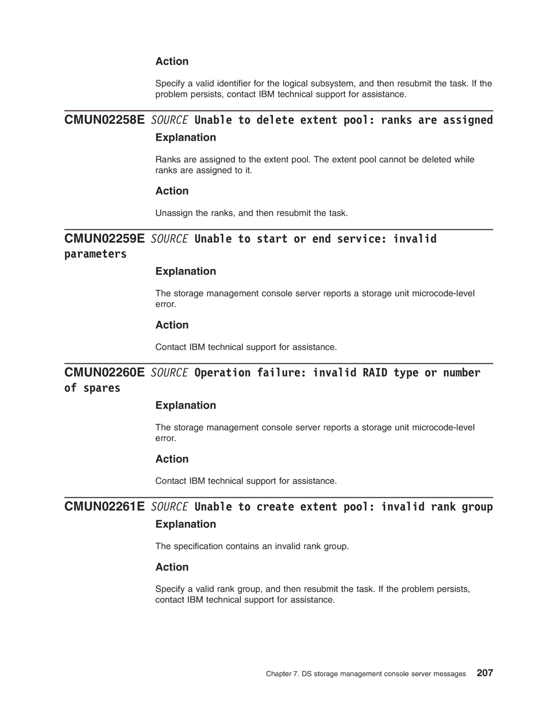 IBM DS8000 manual Unassign the ranks, and then resubmit the task 