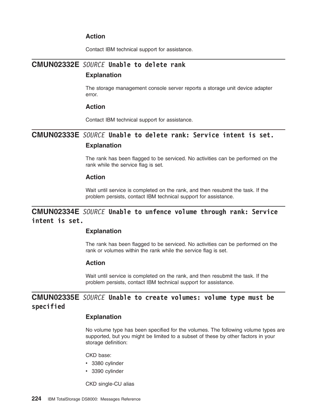 IBM DS8000 manual CMUN02332E Source Unable to delete rank 