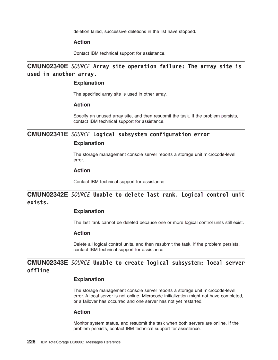 IBM DS8000 manual CMUN02341E Source Logical subsystem configuration error 