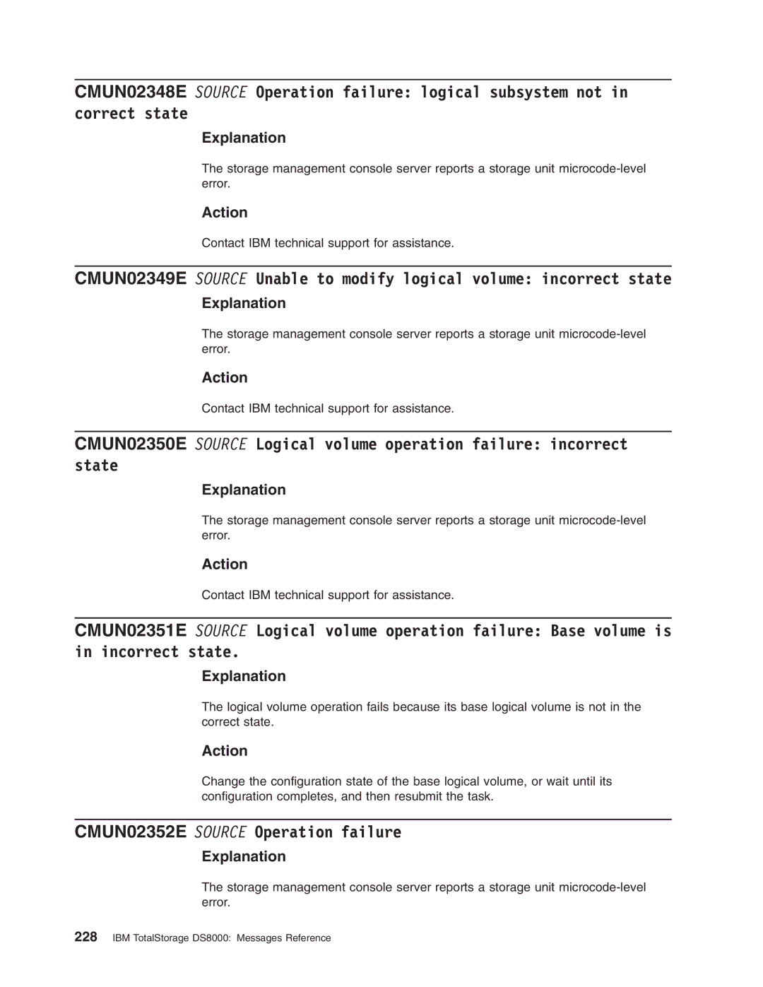 IBM DS8000 manual CMUN02352E Source Operation failure 