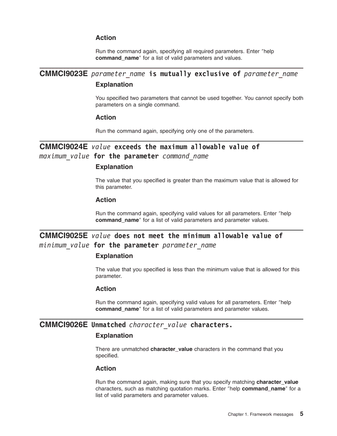 IBM DS8000 manual CMMCI9024E value exceeds the maximum allowable value, Maximumvalue for the parameter commandname 