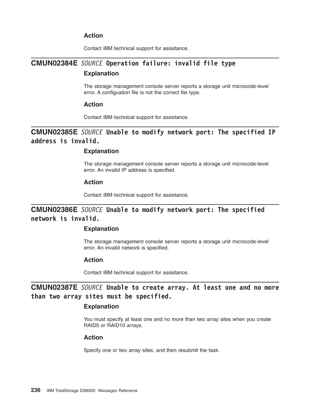 IBM DS8000 manual CMUN02384E Source Operation failure invalid file type 