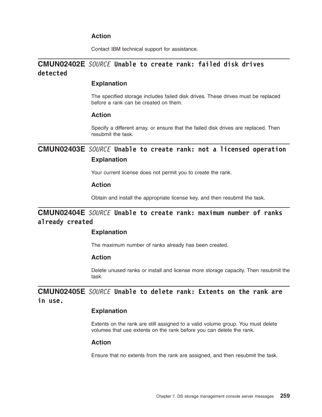 IBM DS8000 manual Your current license does not permit you to create the rank 