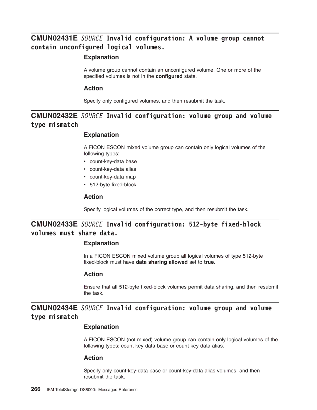 IBM DS8000 manual Specify only configured volumes, and then resubmit the task 