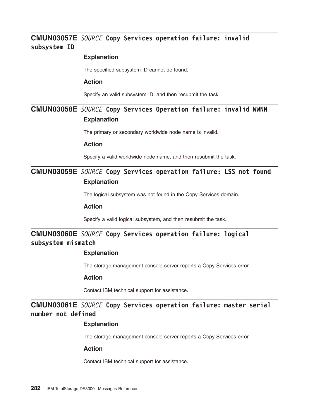 IBM DS8000 manual Specified subsystem ID cannot be found 