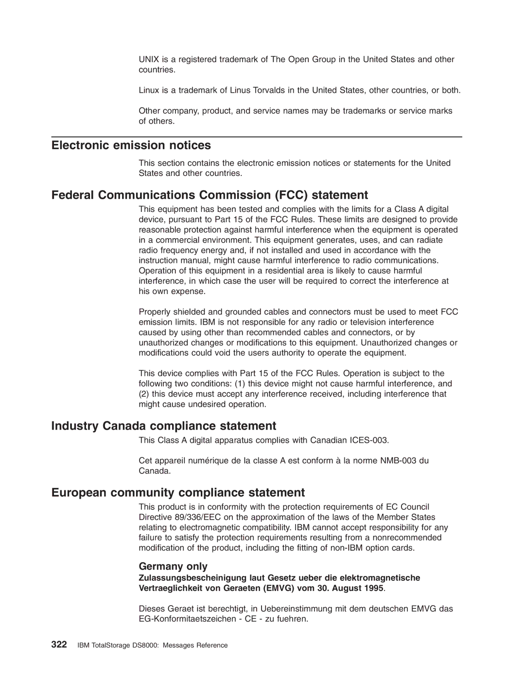 IBM DS8000 manual Electronic emission notices 