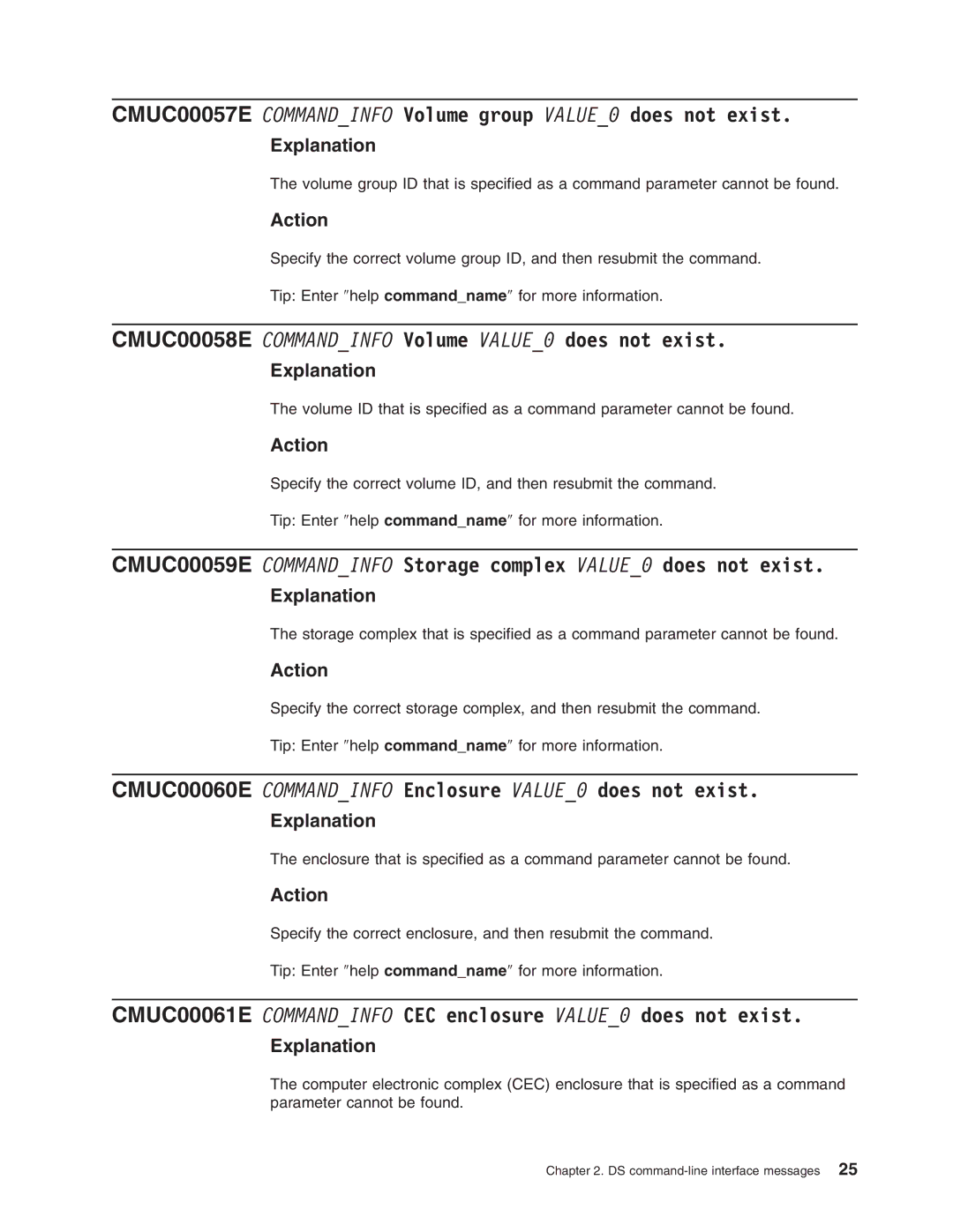 IBM DS8000 CMUC00057E Commandinfo Volume group VALUE0 does not exist, CMUC00058E Commandinfo Volume VALUE0 does not exist 