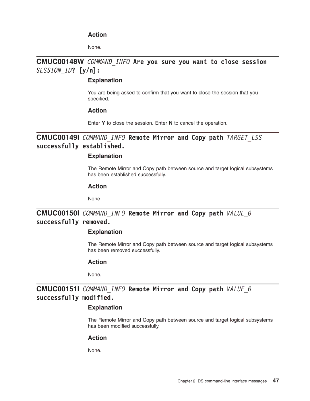 IBM DS8000 manual SESSIONID? y/n 