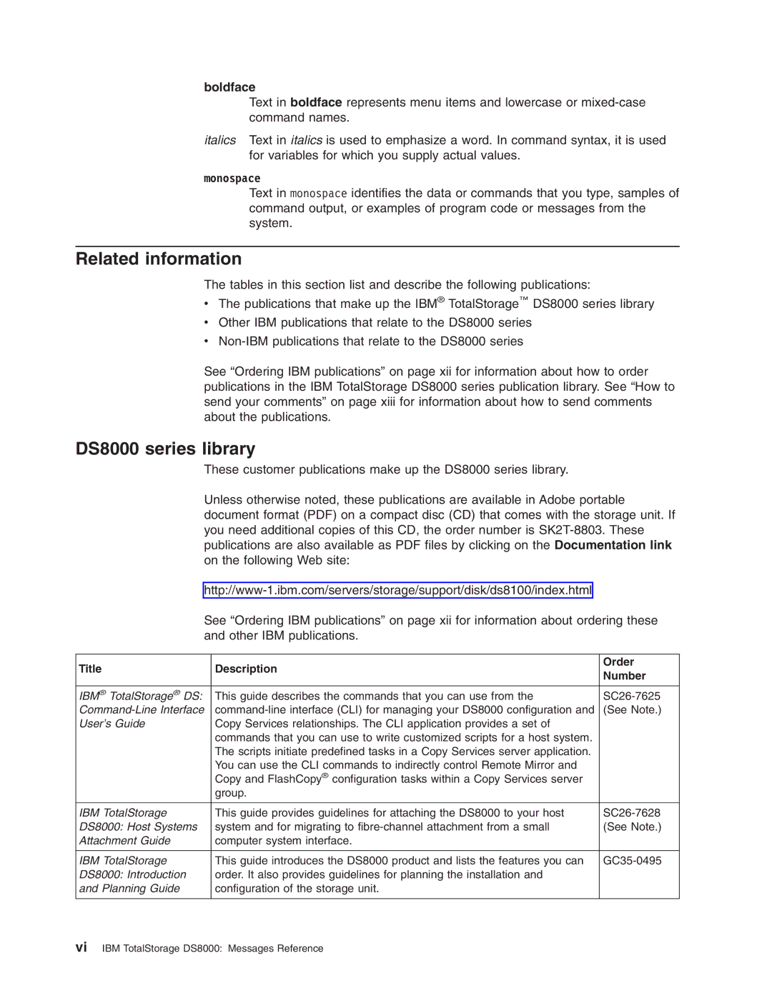 IBM DS8000 manual Boldface, Monospace 