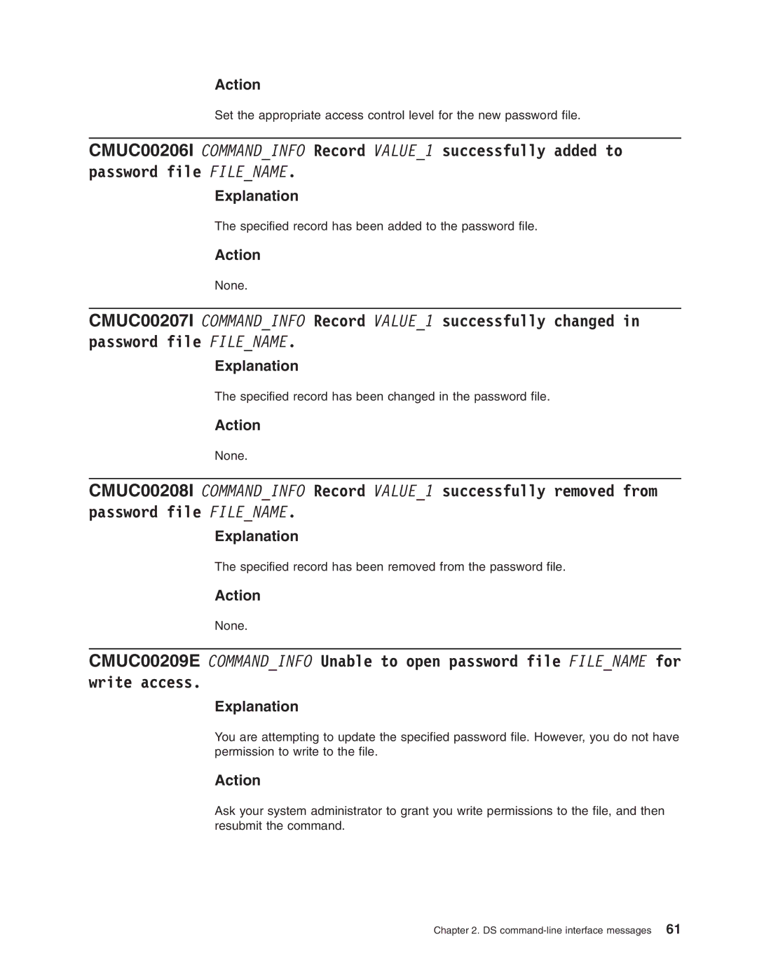 IBM DS8000 manual Specified record has been added to the password file 