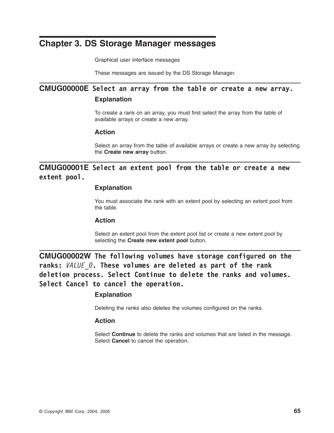 IBM DS8000 manual DS Storage Manager messages 