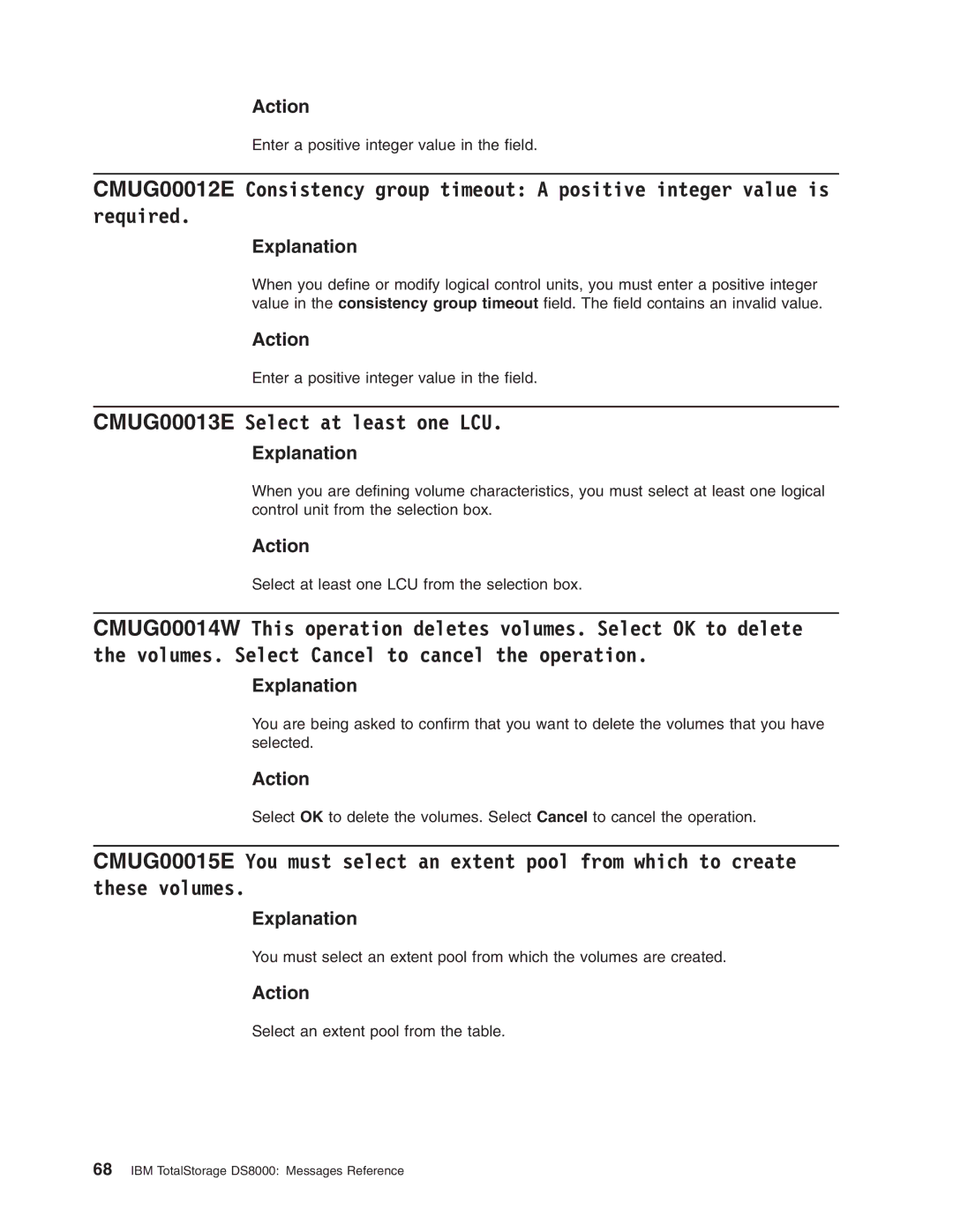 IBM DS8000 manual CMUG00013E Select at least one LCU 