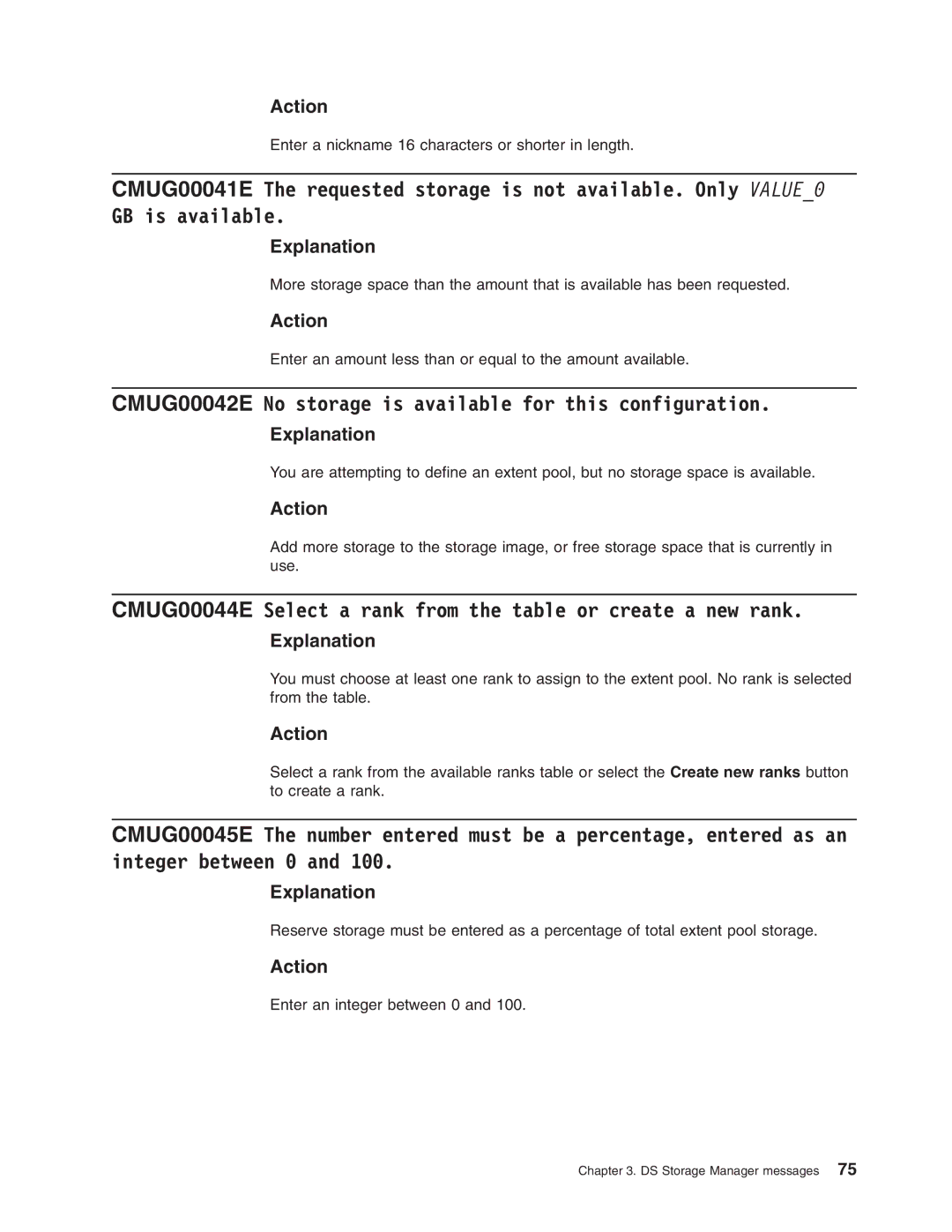 IBM DS8000 manual CMUG00042E No storage is available for this configuration 