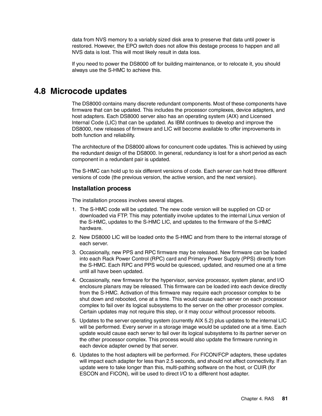 IBM DS8000 manual Microcode updates, Installation process 