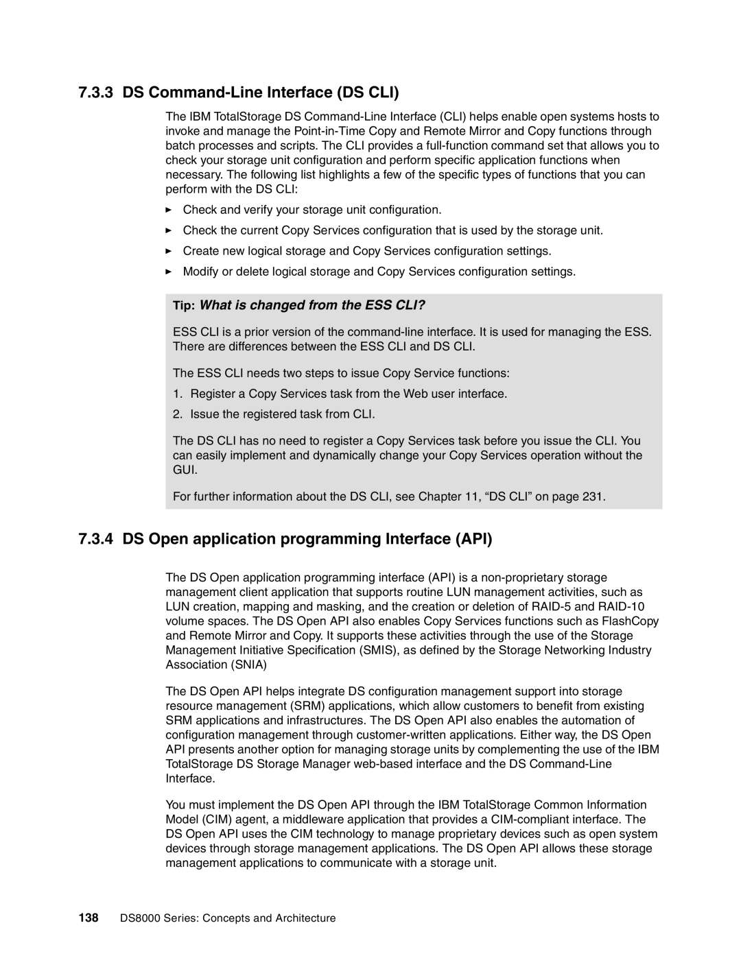 IBM DS8000 manual DS Command-Line Interface DS CLI, DS Open application programming Interface API 