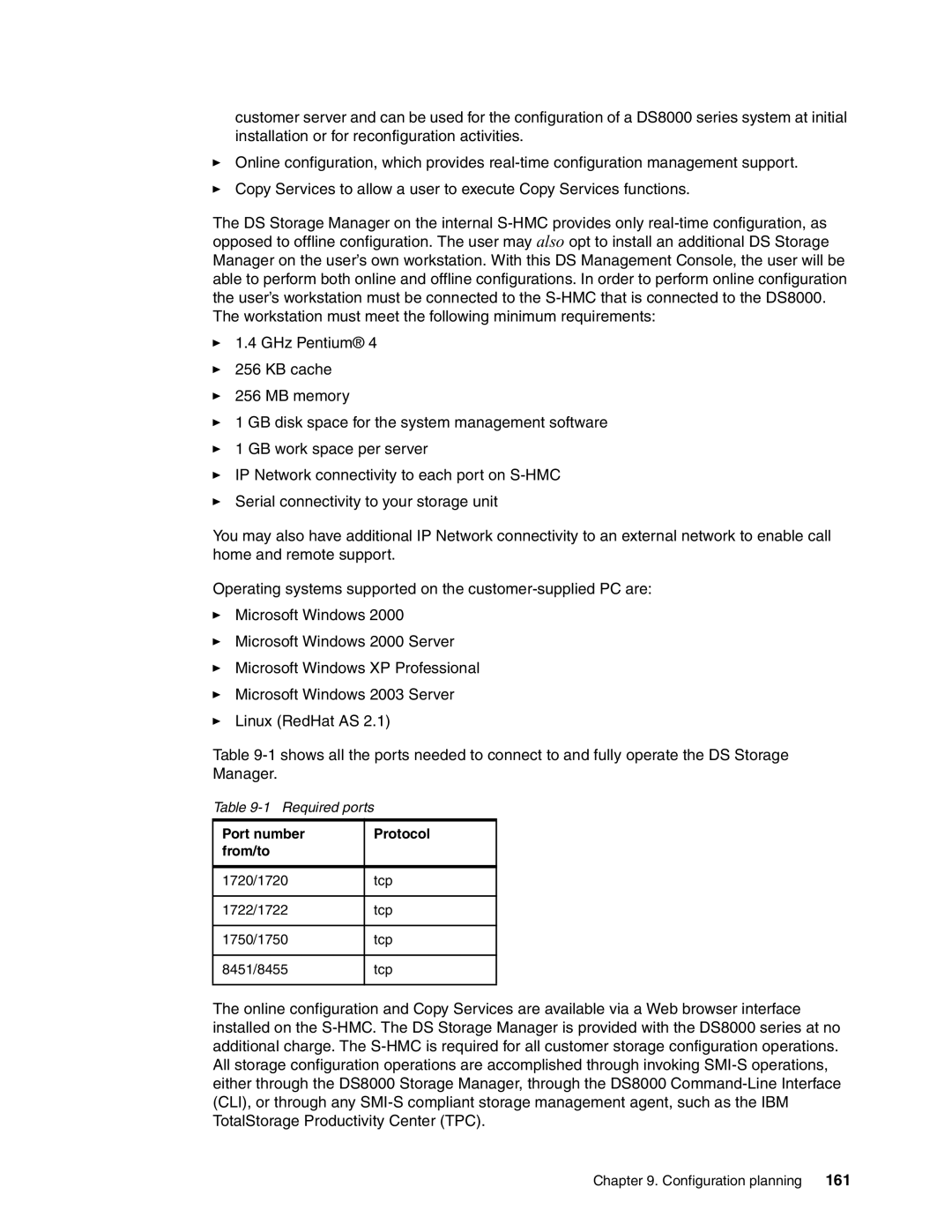 IBM DS8000 manual 161, Required ports 