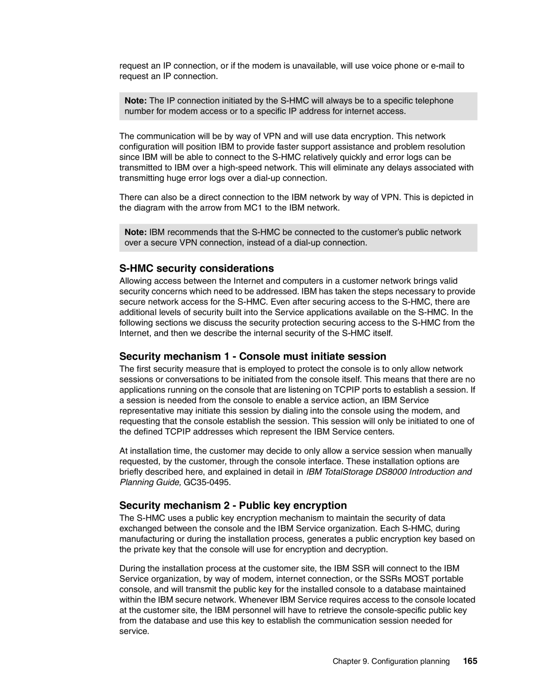 IBM DS8000 manual HMC security considerations, Security mechanism 1 Console must initiate session, 165 