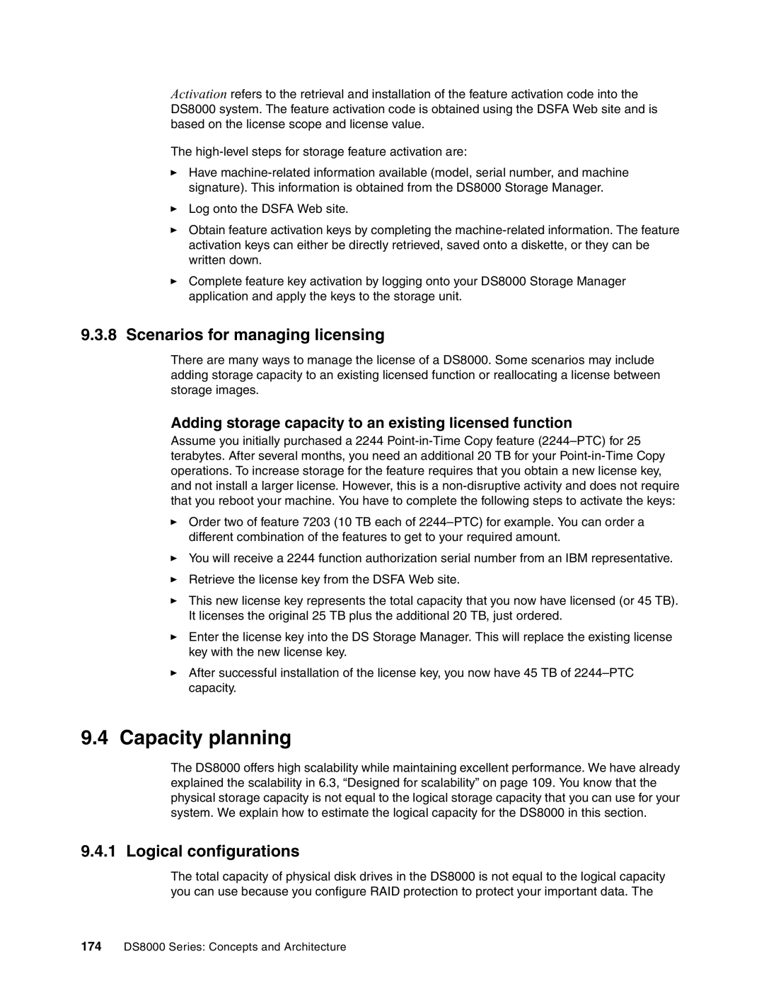 IBM DS8000 manual Capacity planning, Scenarios for managing licensing, Logical configurations 