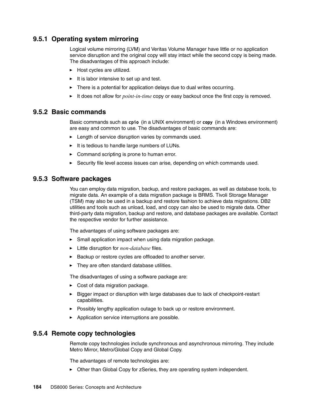 IBM DS8000 manual Operating system mirroring, Basic commands, Software packages, Remote copy technologies 