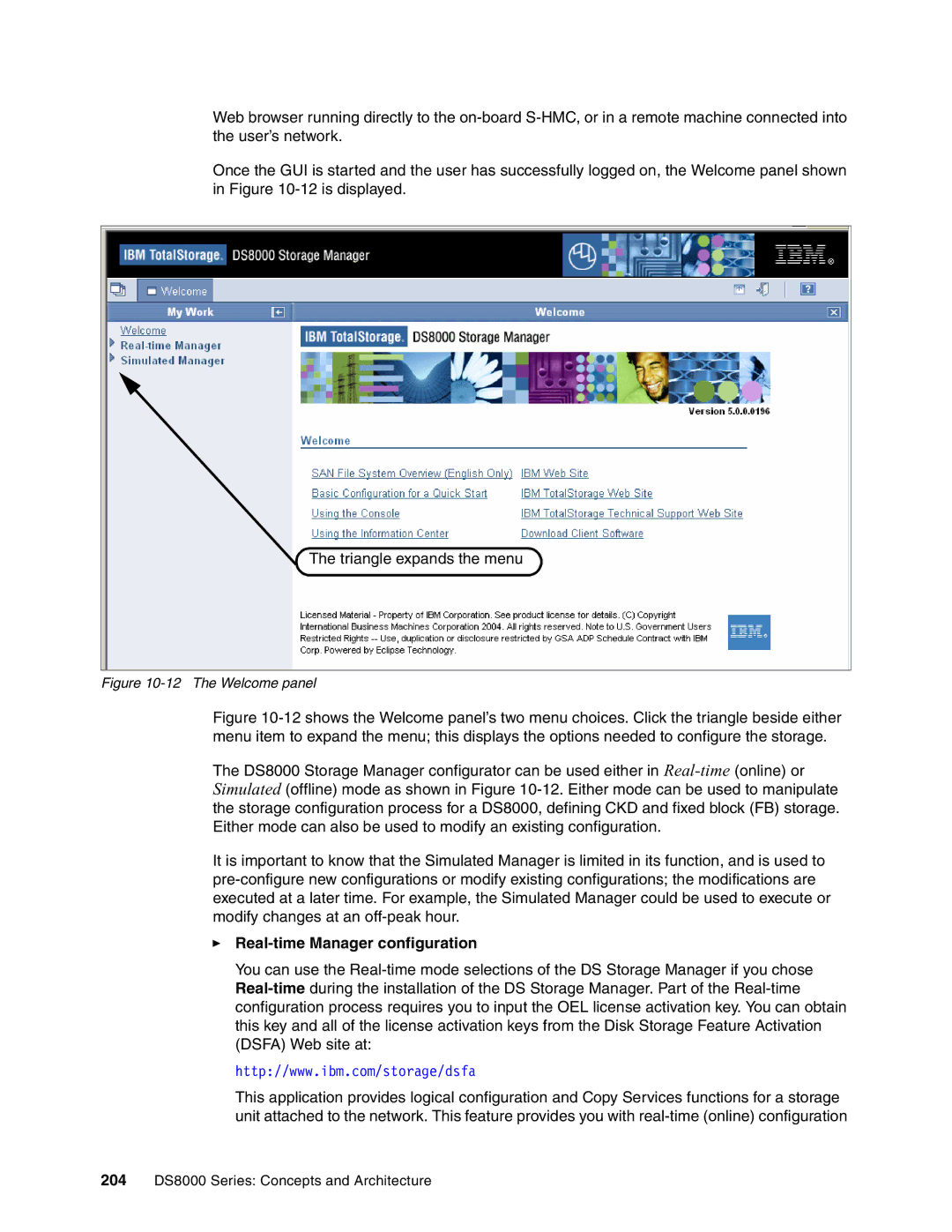 IBM DS8000 manual Real-time Manager configuration, The Welcome panel 