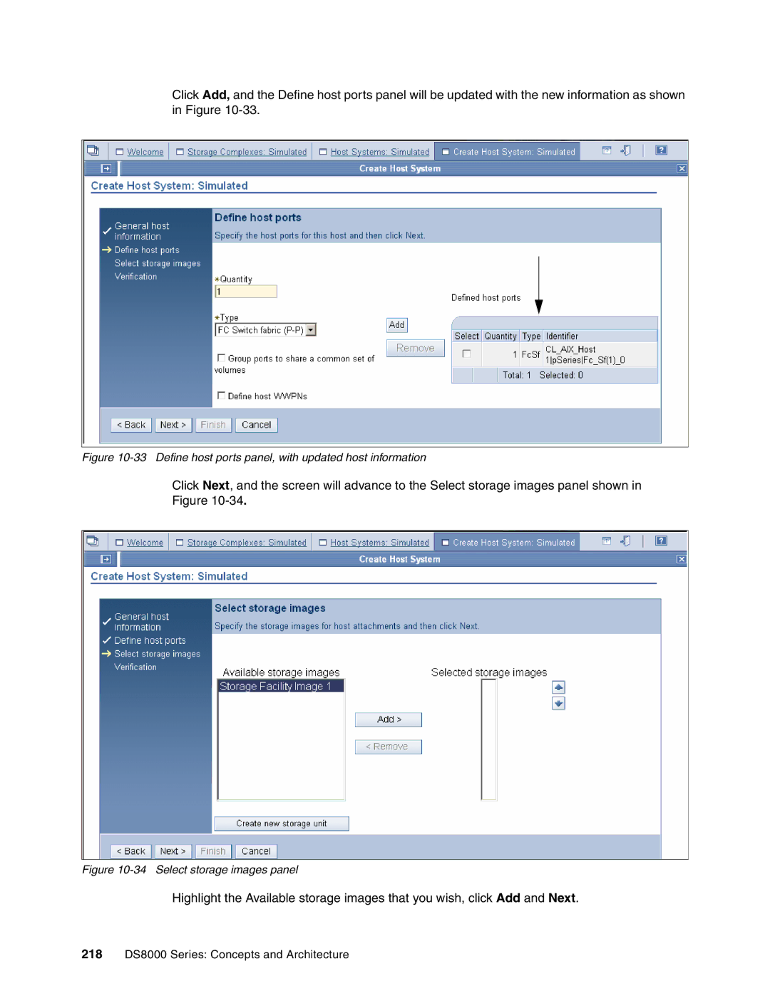 IBM DS8000 manual Define host ports panel, with updated host information 