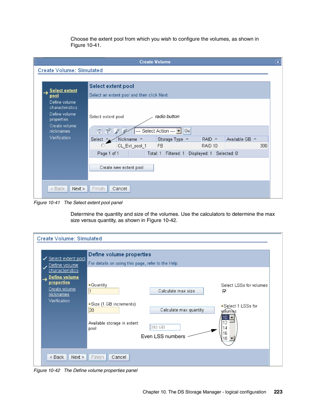 IBM DS8000 manual The Select extent pool panel, The Define volume properties panel 